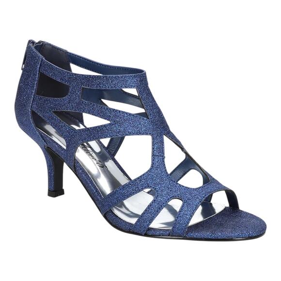 Easy Street Women's Flattery Glitter Evening Sandals Navy Size 9 1/2 M - Picture 1 of 4